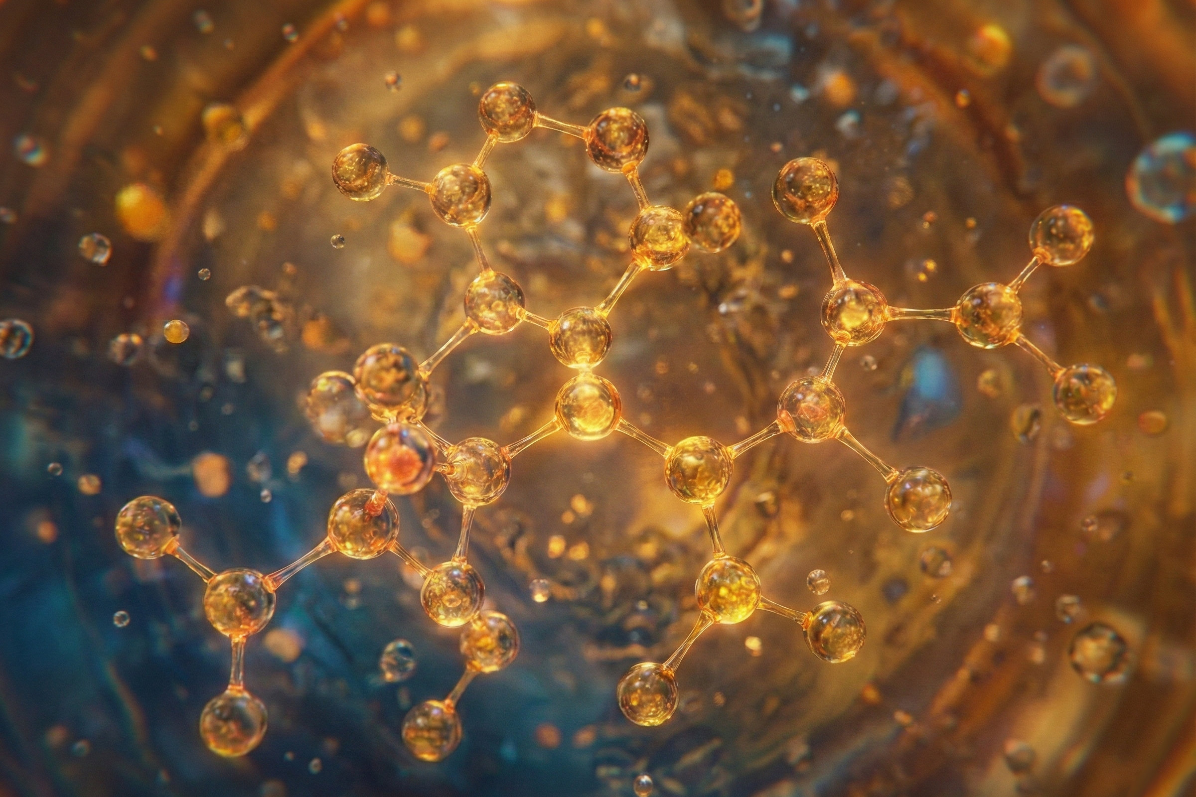 An abstract view of frying oil at the molecular level.
