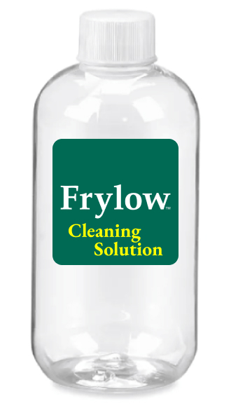 A product image of Frylow Cleaning Solution (FCS), which is specially formulated to clean Frylow and reduce maintenance required.